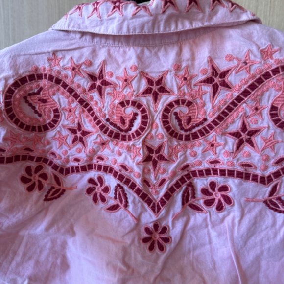 RARE Farm Rio Embroidered Western Dress In Light Pink - Picture 9 of 9
